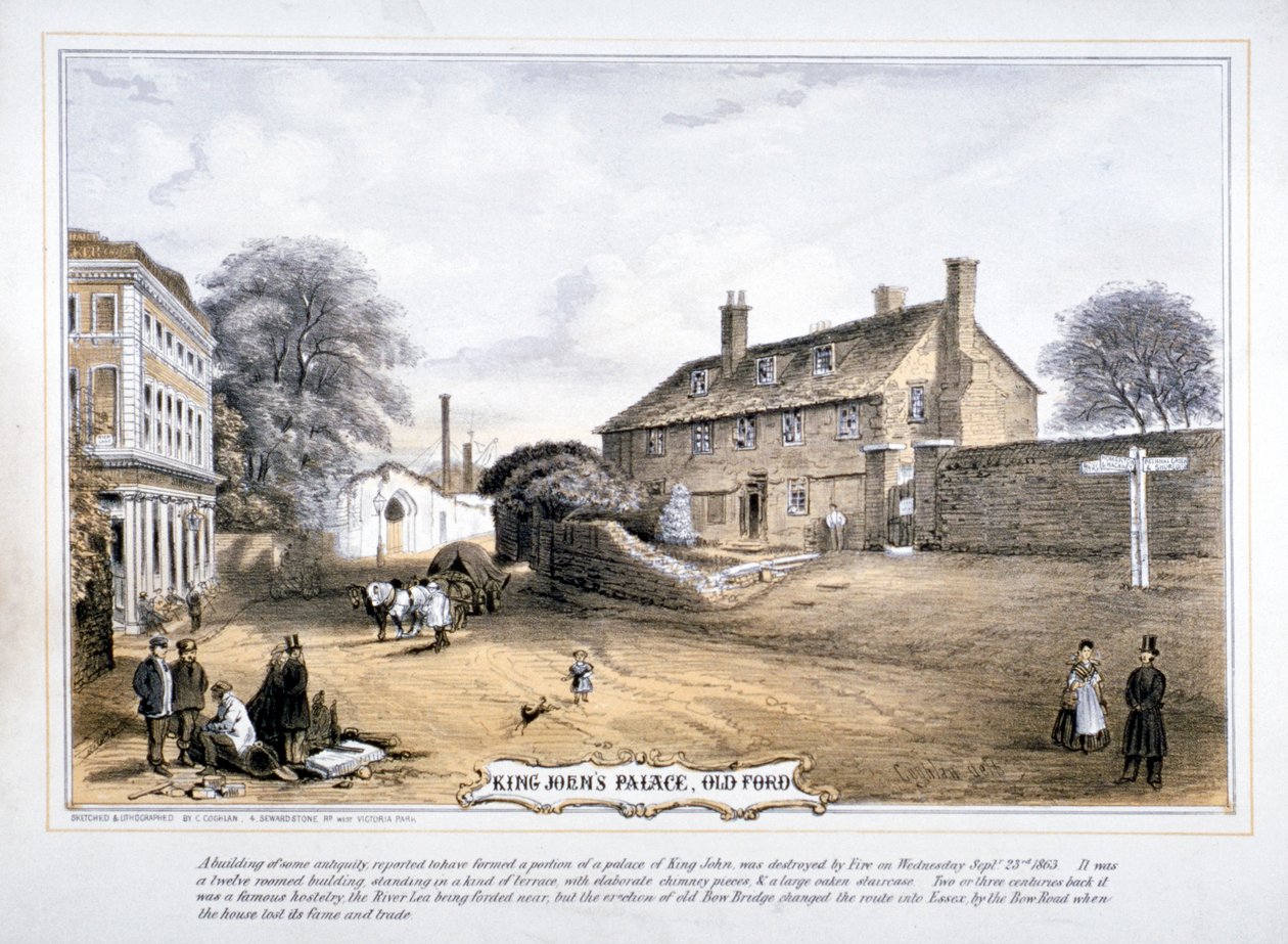 Vista del Palacio del Rey Juan, Old Ford, Poplar, Londres, c. 1863 de C Coghlan