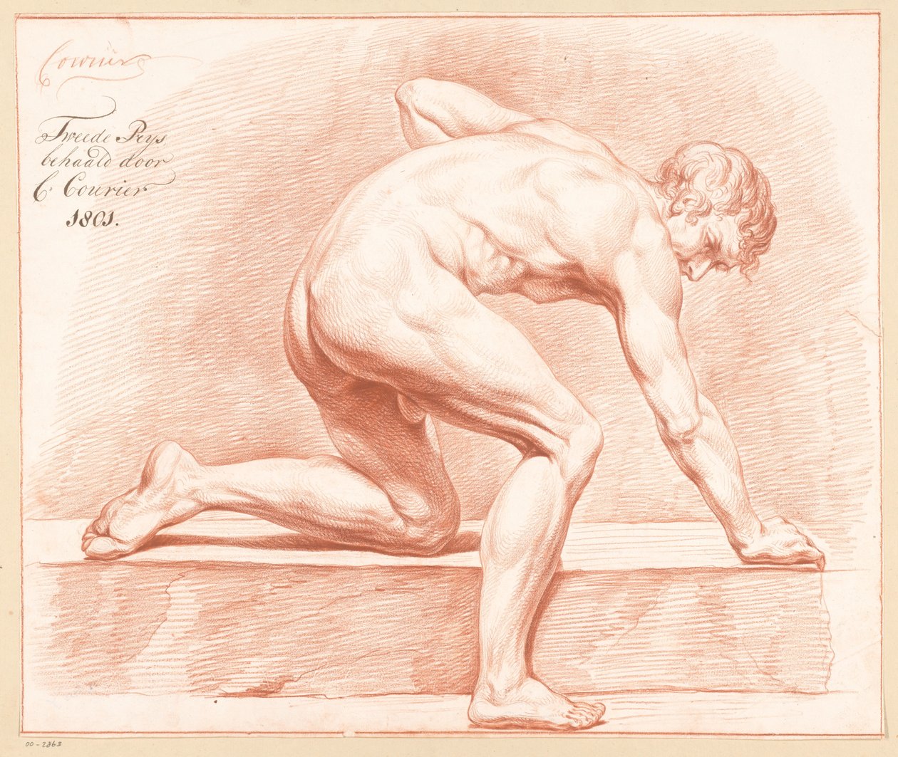 Desnudo masculino arrodillado, vista lateral (2º premio 1801) de C. Courier