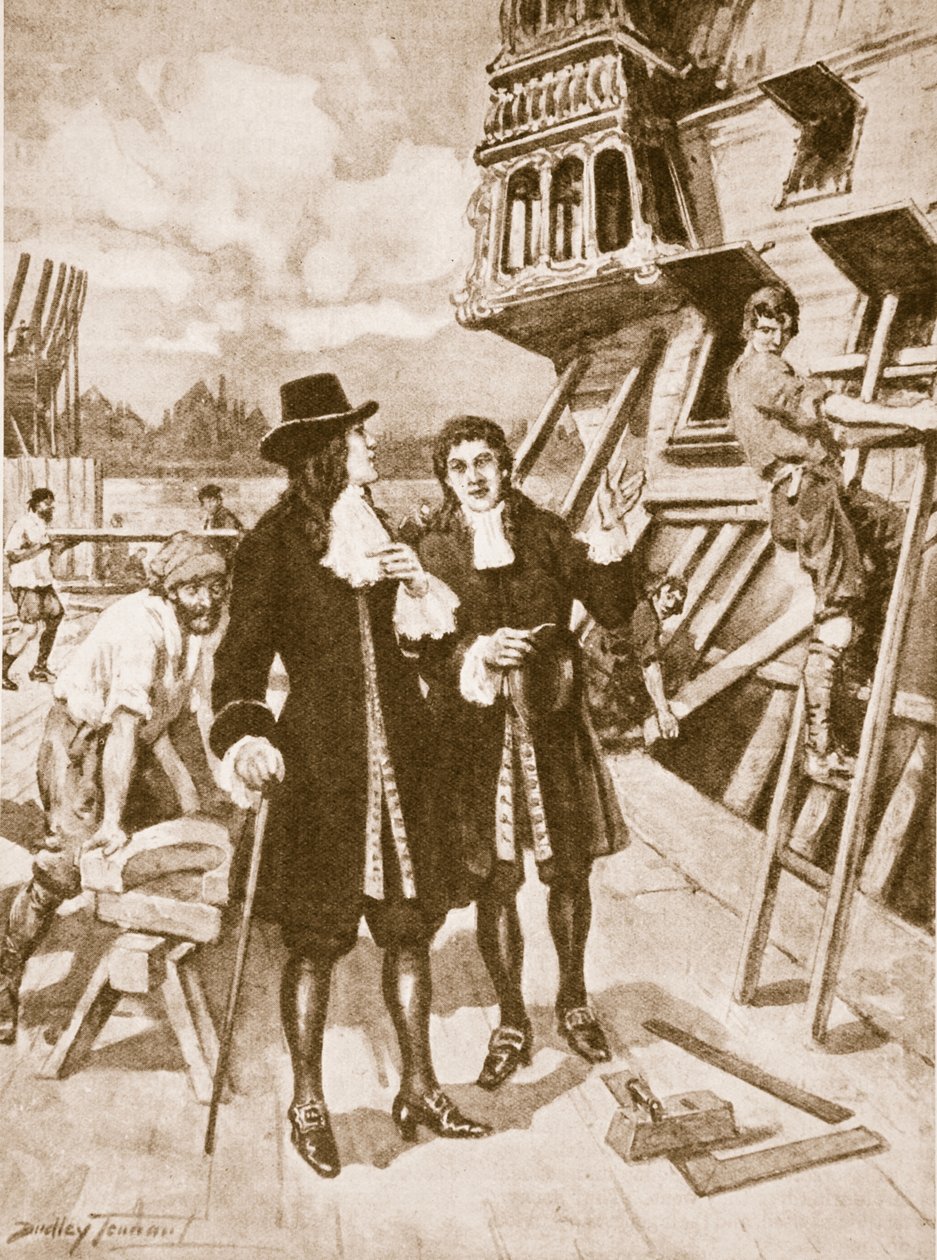 Pedro el Grande en el astillero de Deptford (litografía) de C. Dudley Tennant