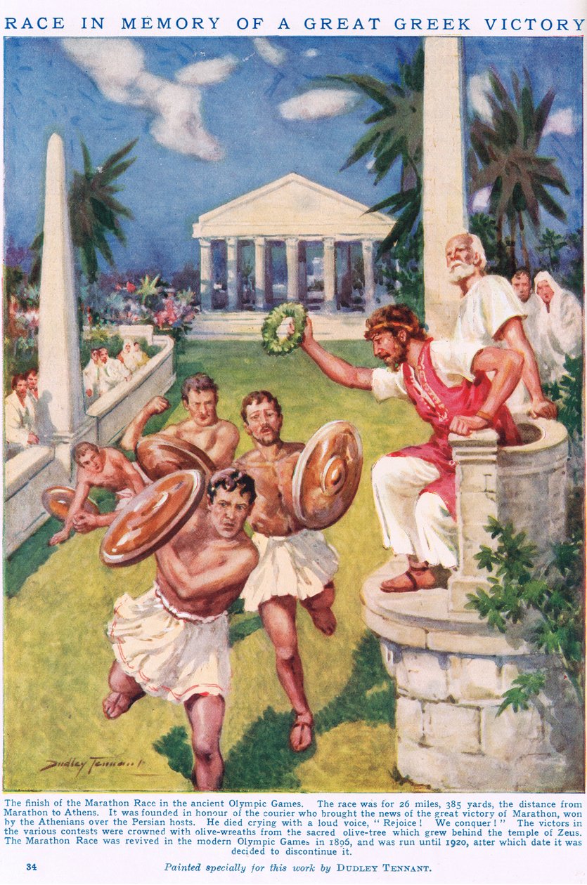 El Maratón: Carrera en memoria de una gran victoria griega, ilustración de "Newnes