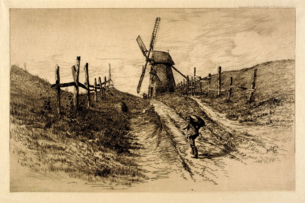 (Paisaje con molino de viento) de C. F. William Mielatz