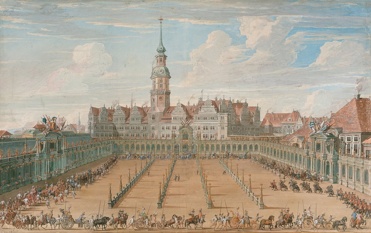 Desfile de las carreras de anillos de damas el 6 de junio de 1709 en Dresde, 1710 de C. H. Fritzsche