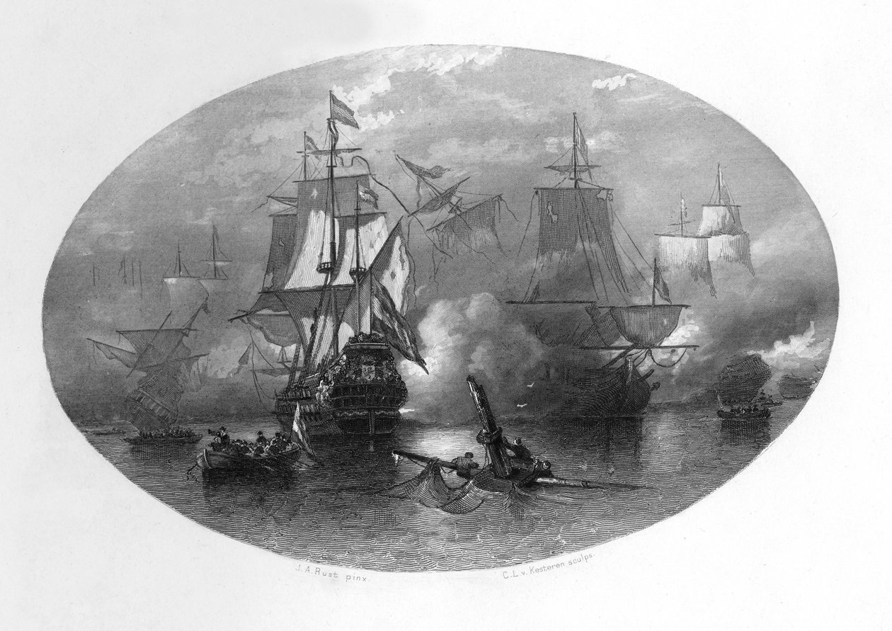 La batalla naval de Sole Bay, 1672, c1870 de Domenico del Barbiere