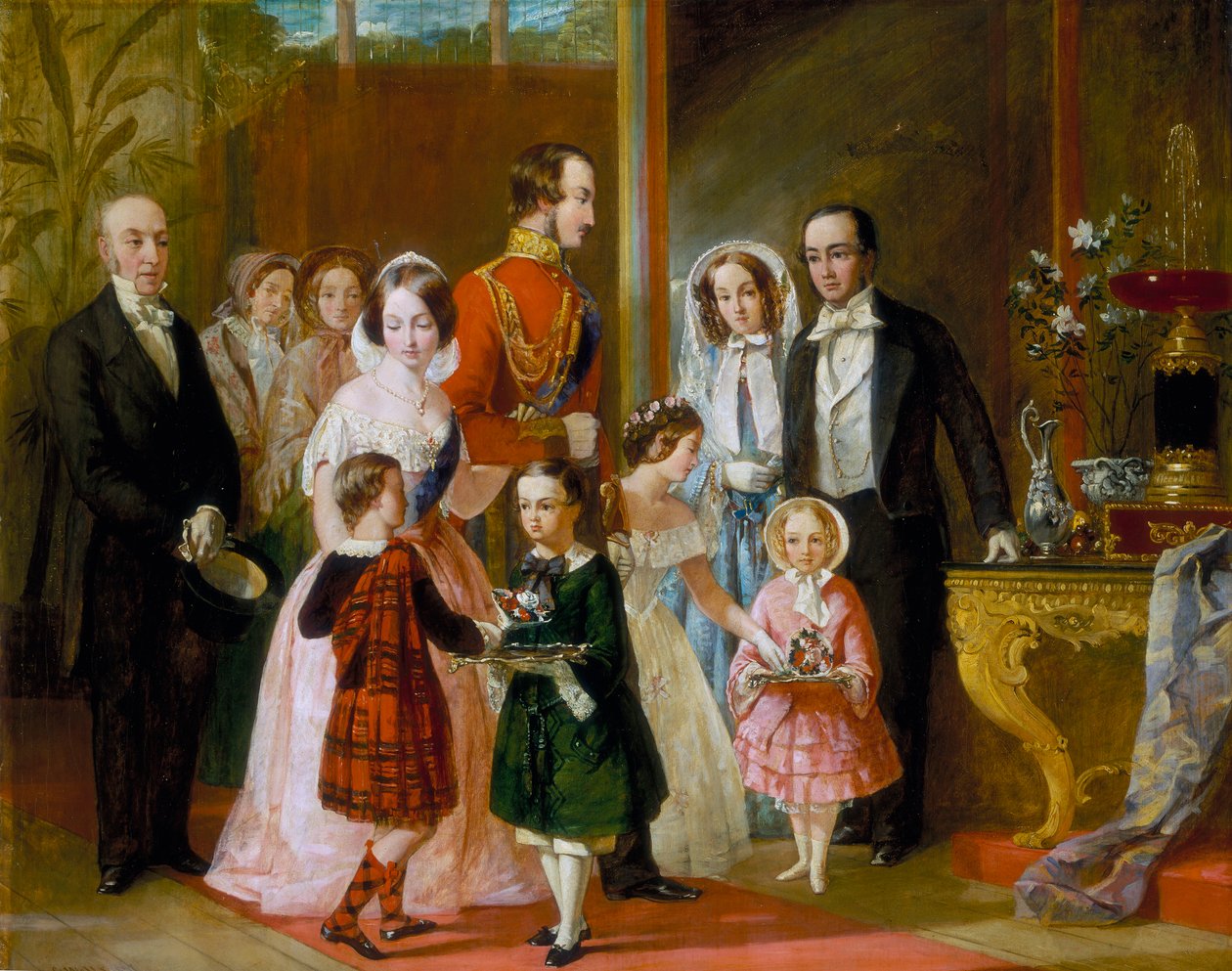 Thomas Younghusband y su familia se encuentran con la reina Victoria y su familia en el Crystal Palace, c. 1854 de C Wells