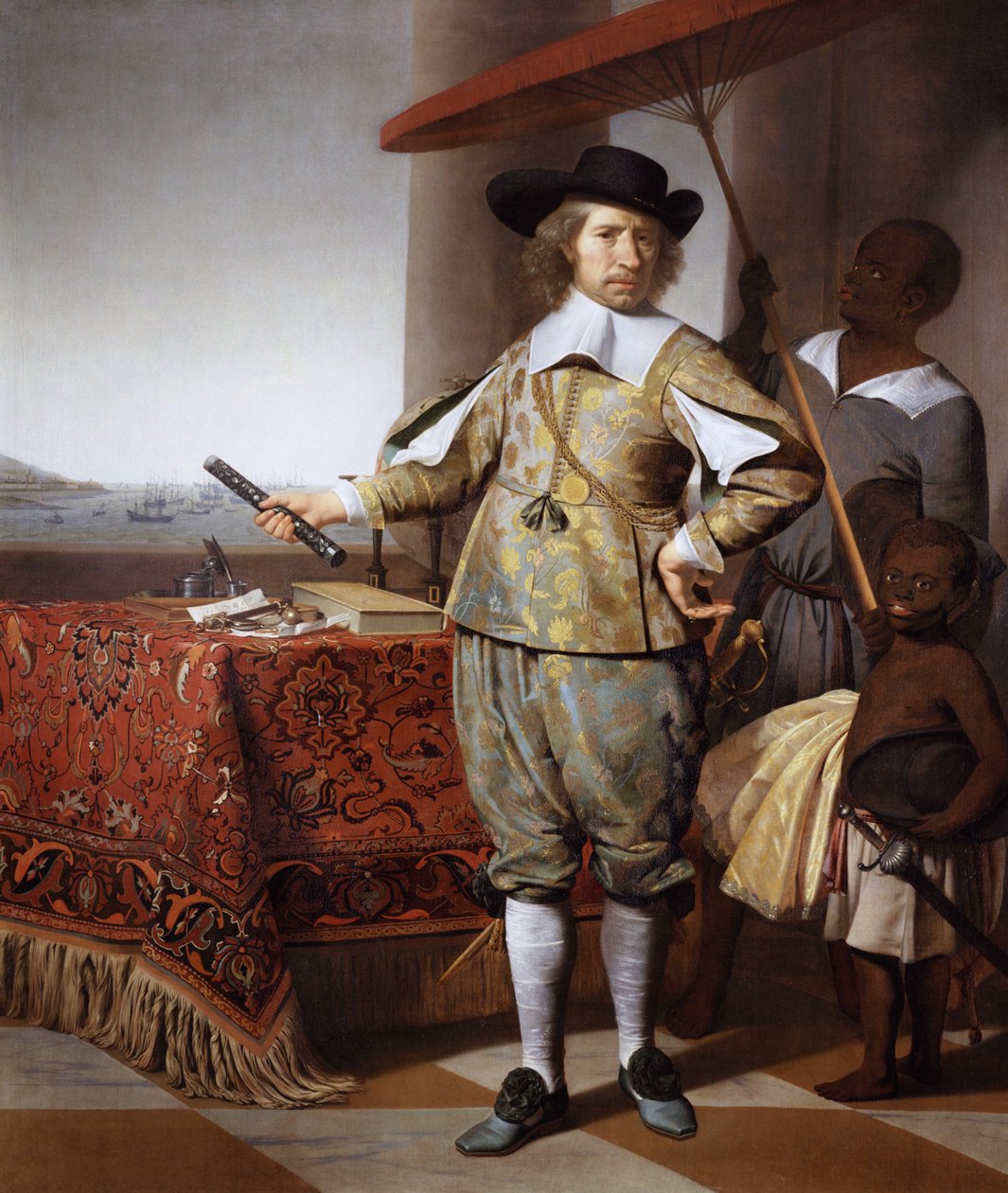 Holandés: Retrato de Wollebrant Geleynssen de Jongh (1594-1674) Retrato de Wollebrand Geleynsz de Jongh (1594-1674), con un criado y un niño de Caesar van Everdingen