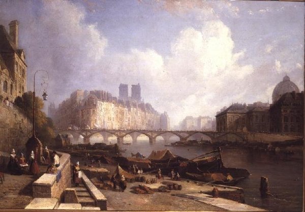 La Ile de la Cité, París, desde el Quai du Louvre de Caleb Robert Stanley