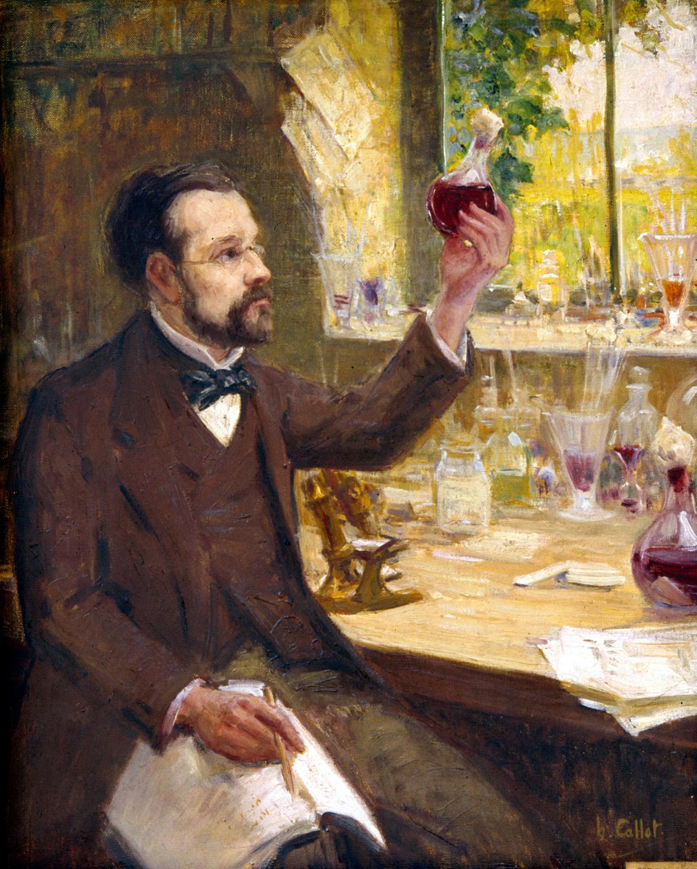 Louis Pasteur estudiando la fermentación del zumo de uva de Callot Callot