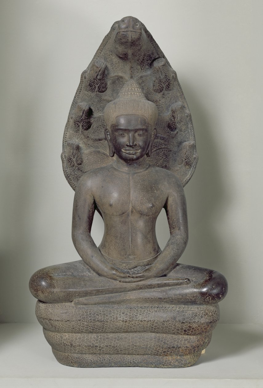 Buda sentado en meditación sobre el Naga, Angkor (bronce) de Cambodian School