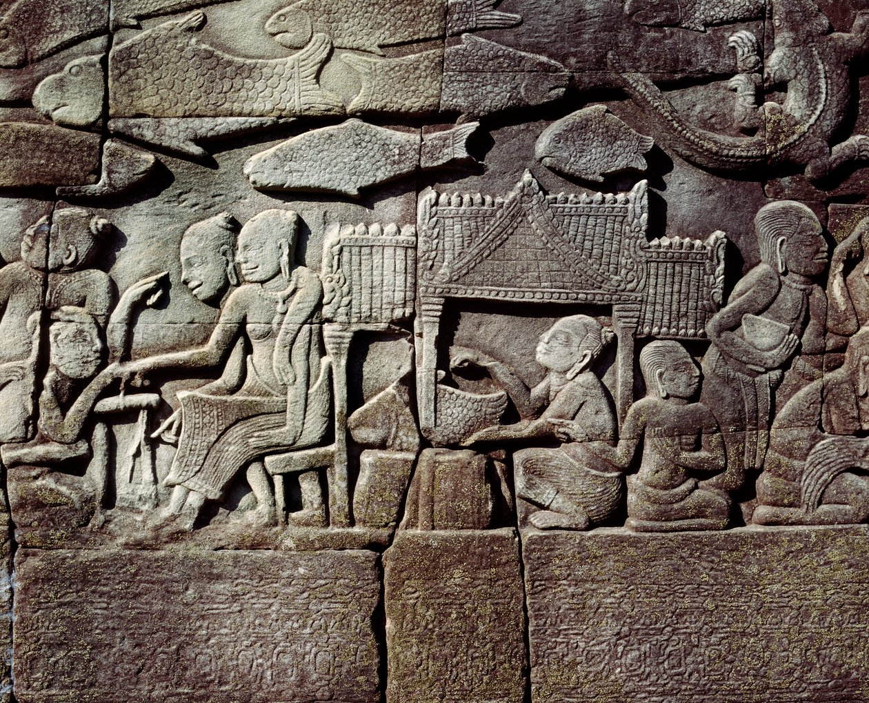 Escultura en piedra de Cambodian School