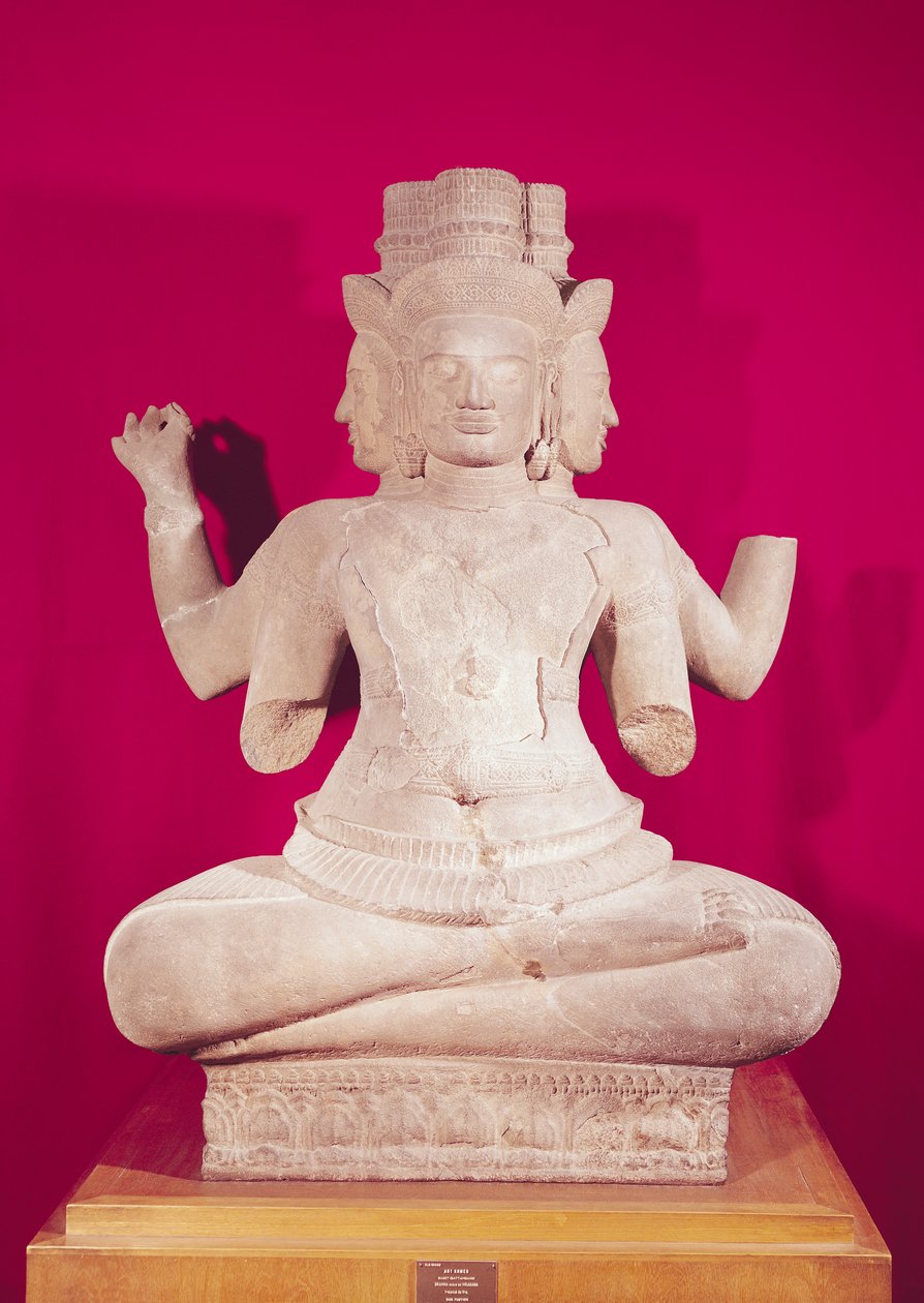 Escultura de Brahma con cuatro caras, de Batambang, Camboya, estilo Koh Ker, mediados del siglo X de Cambodian School