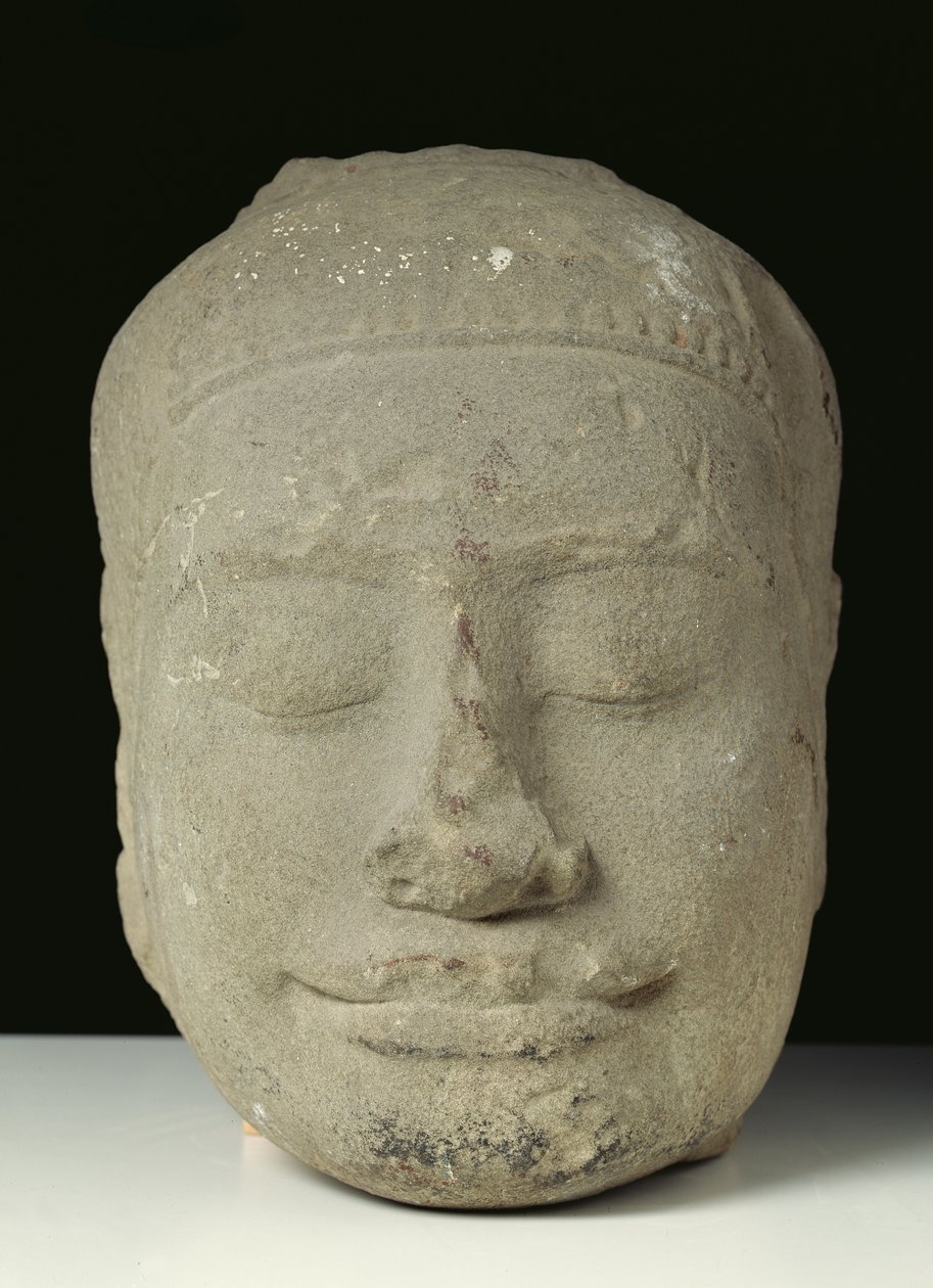 Cabeza de Buda con ojos cerrados, Angkor de Cambodian School