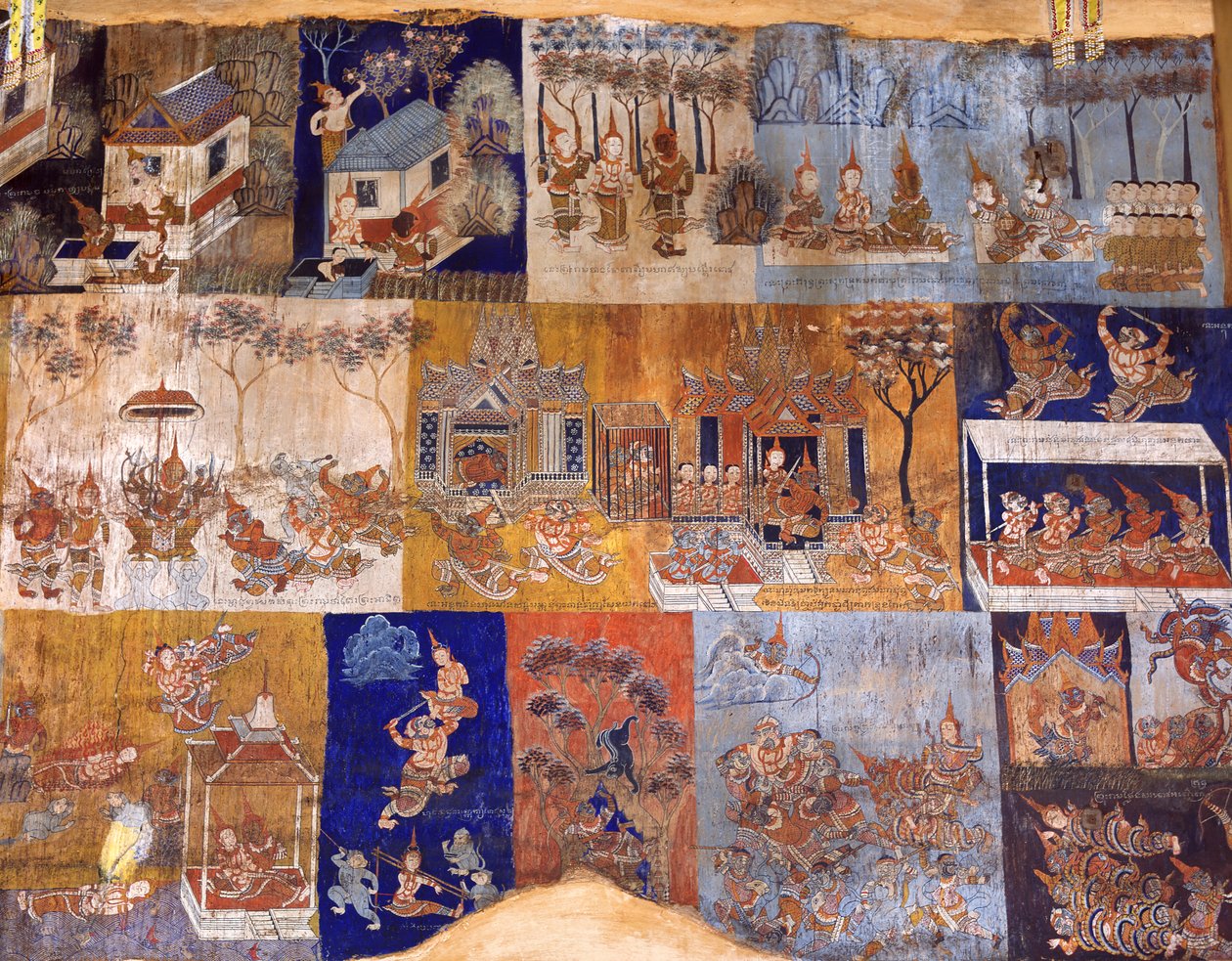 Murales del templo de Cambodian School