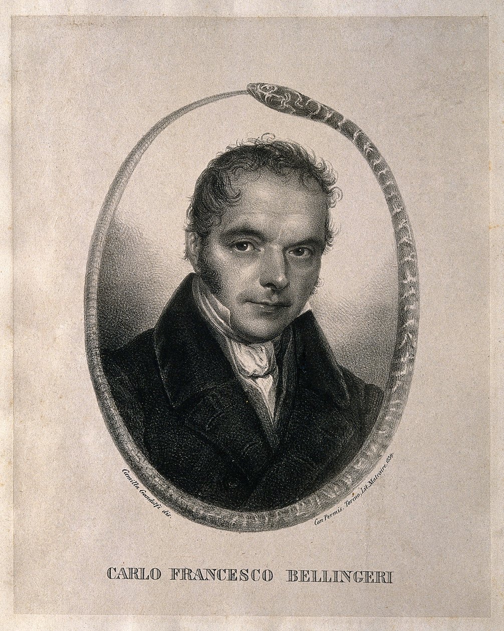 Carlo Francesco Bellingeri. Litografía según Camilla Gandolfi, 1839. Biografía en italiano de Camilla Guiscardi