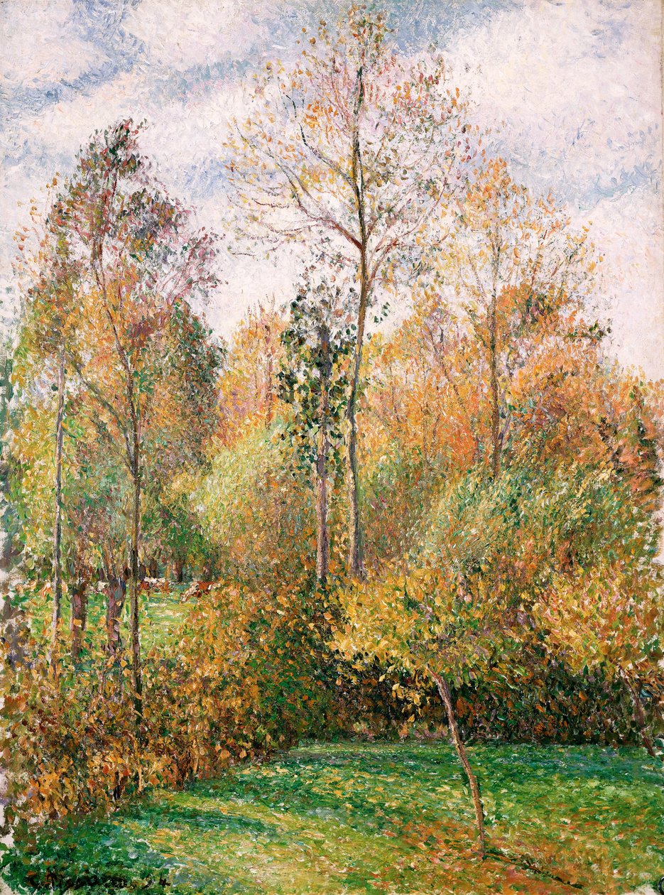 Otoño, álamos, Eragny de Camille Jacob Pissarro