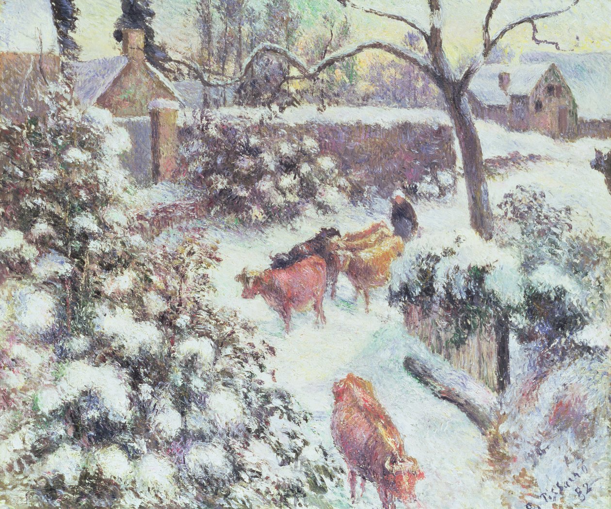 Efecto de Nieve en Montfoucault, 1882 de Camille Jacob Pissarro