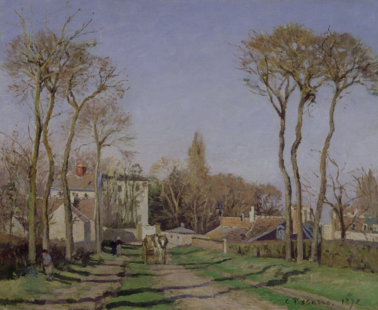 Entrada al pueblo de Voisins, Yvelines, 1872 de Camille Jacob Pissarro