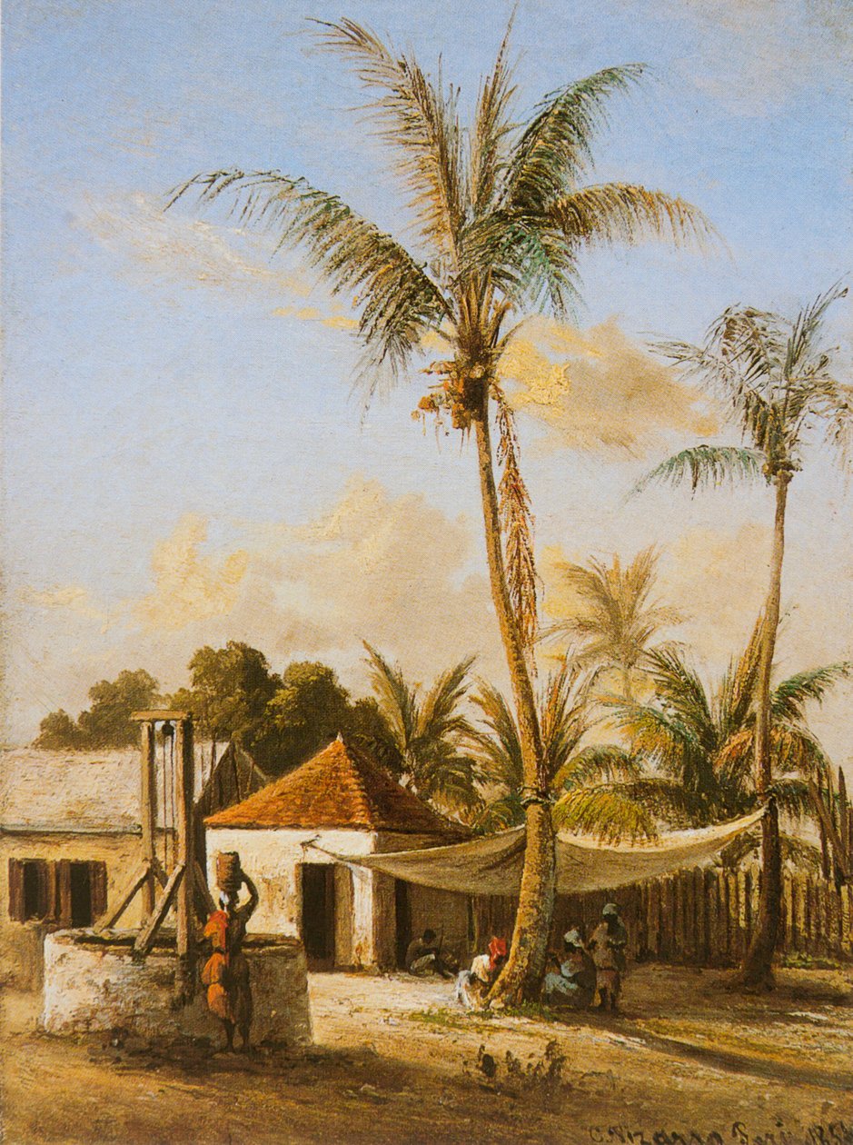 Figuras Descansando junto a un Pozo del Pueblo de Camille Jacob Pissarro