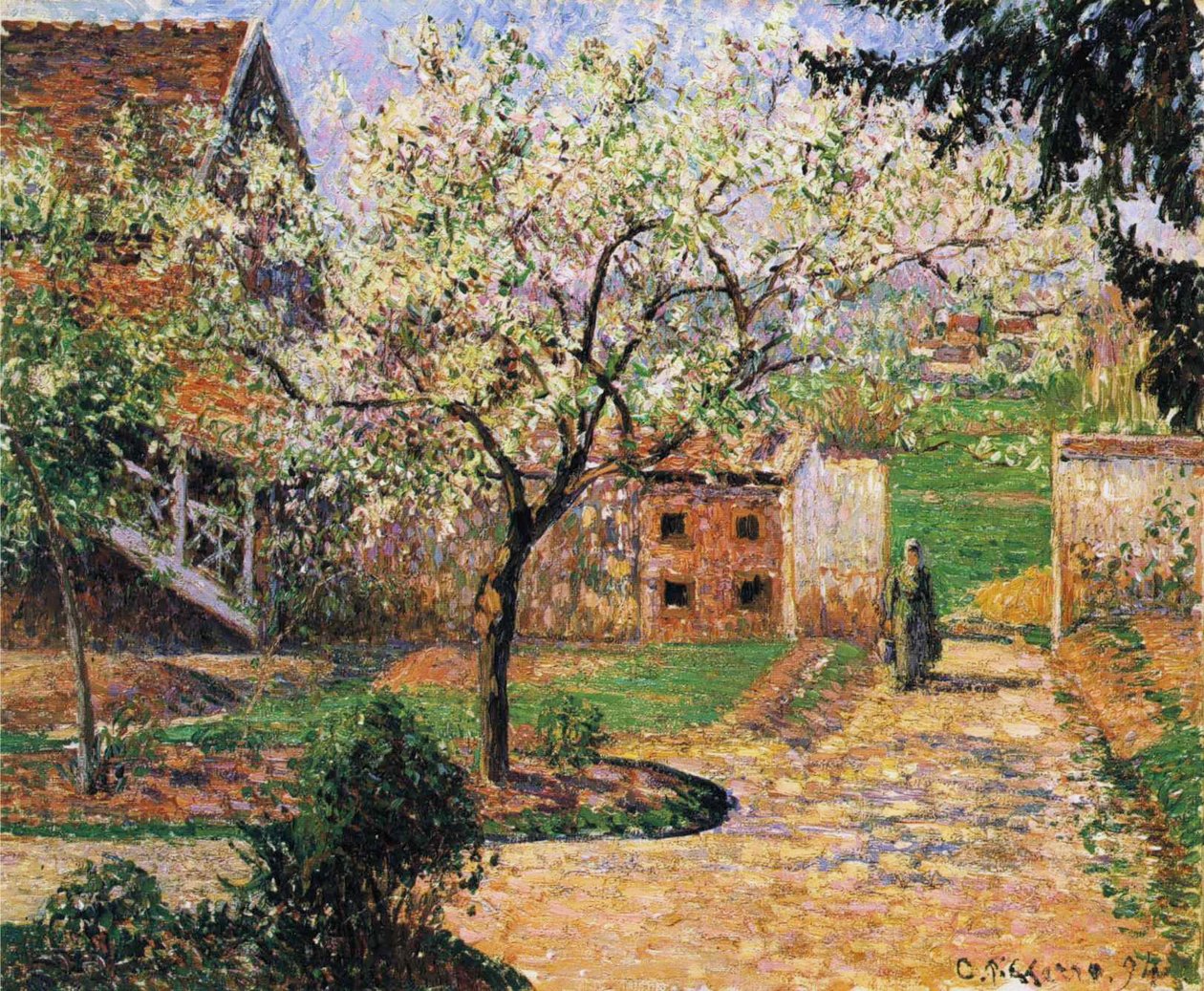 Ciruelo en flor, Eragny de Camille Jacob Pissarro