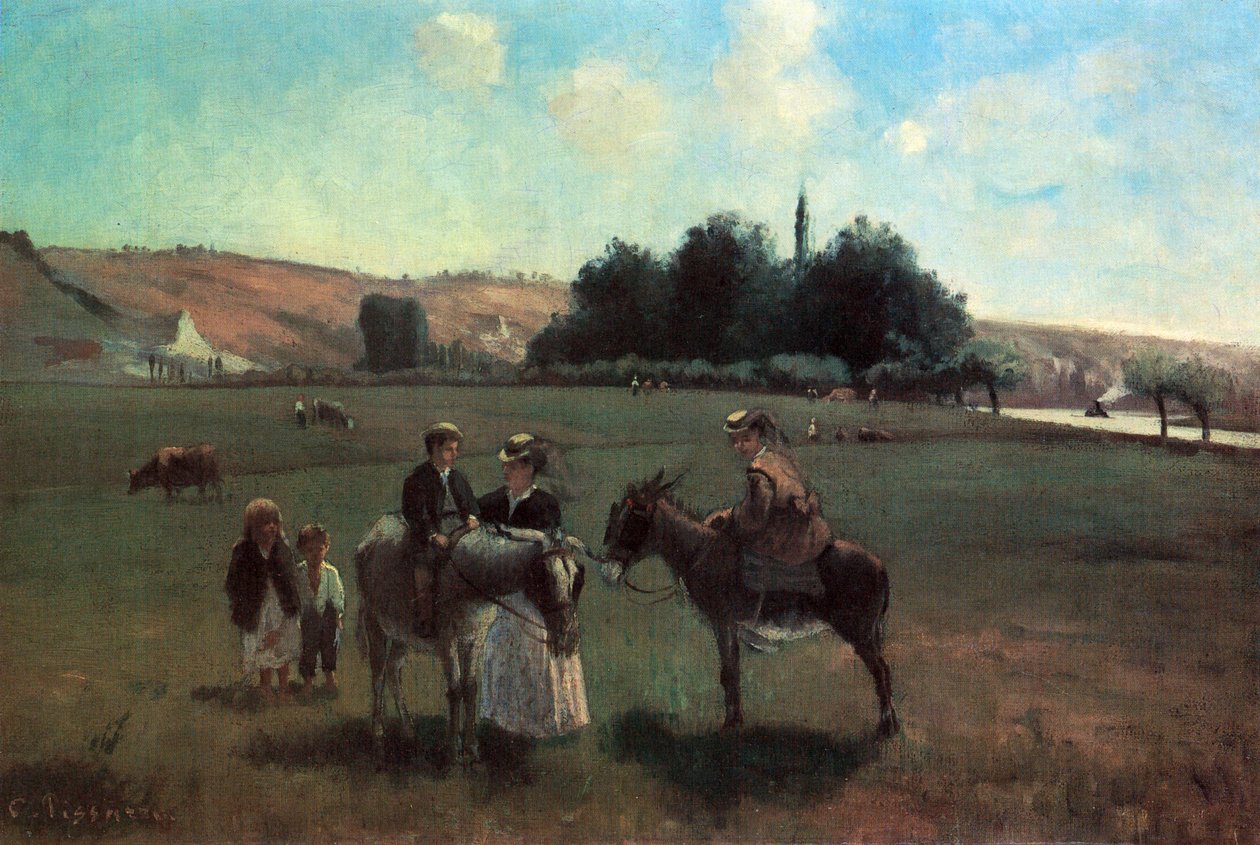 El Paseo en Burro en La Roche-Guyon de Camille Jacob Pissarro