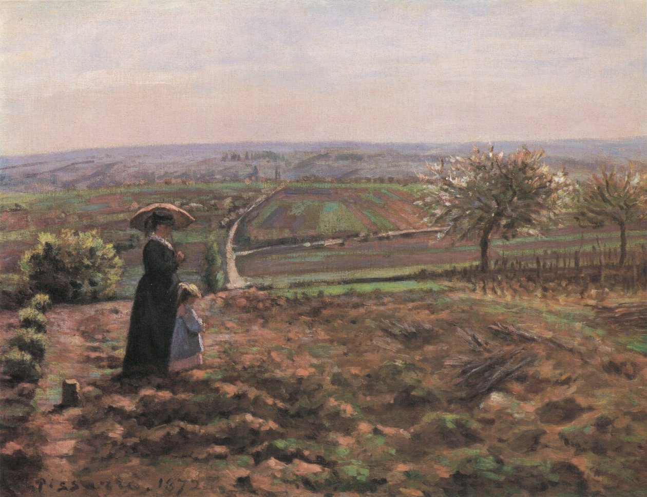 El camino de Rouen, las alturas de Hautil, Pontoise de Camille Jacob Pissarro