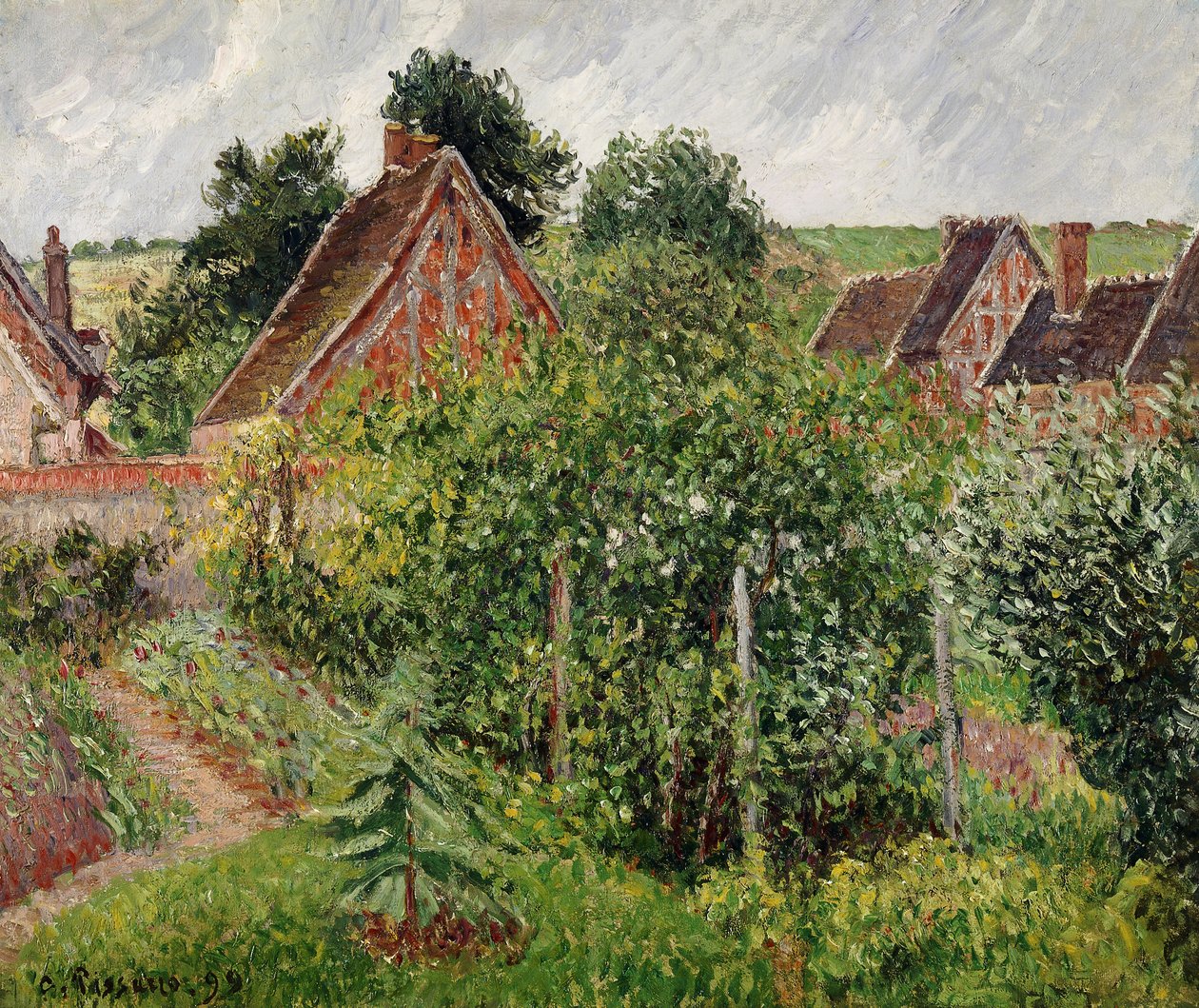 Paisaje con Techos de Cabañas, 1899 de Camille Jacob Pissarro
