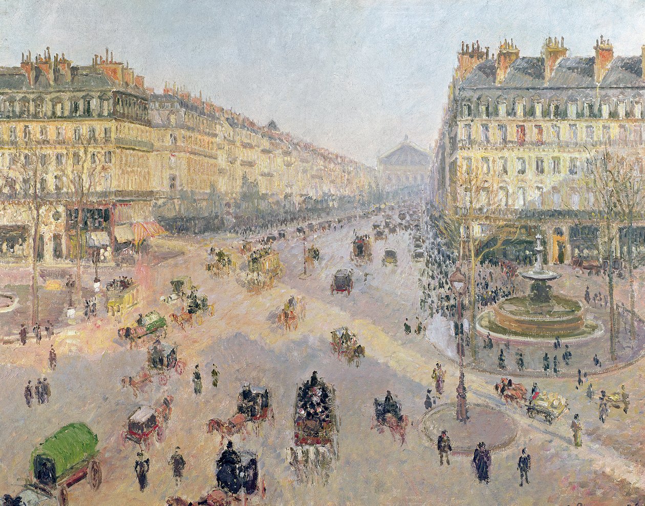 La Avenida de la Ópera, París, Luz del Sol, Mañana de Invierno, c.1880 de Camille Jacob Pissarro