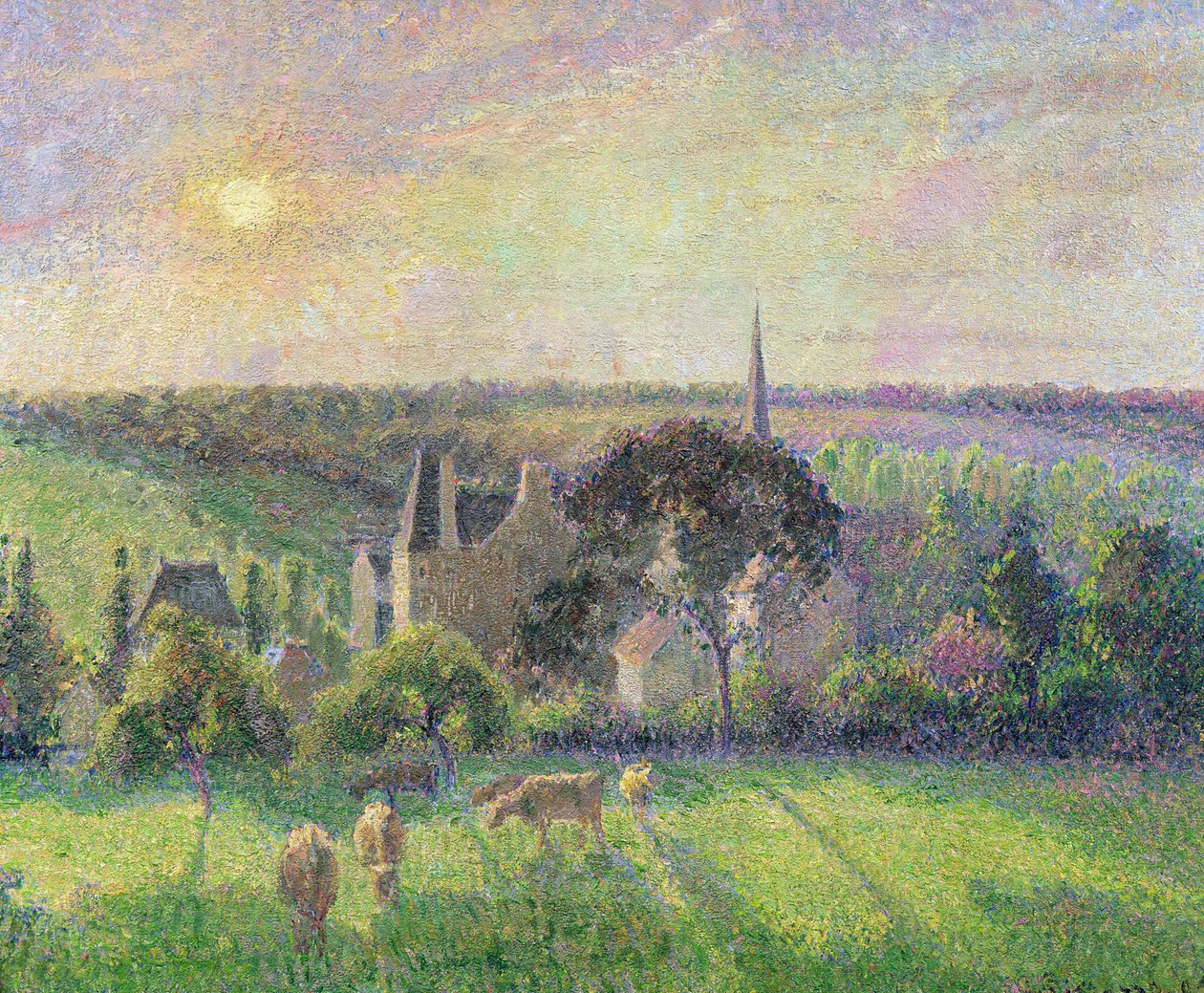 La Iglesia y la Granja de Eragny, 1895 de Camille Jacob Pissarro