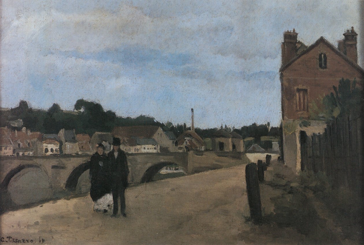 Vista de Pontoise, muelle de Pothuis de Camille Jacob Pissarro