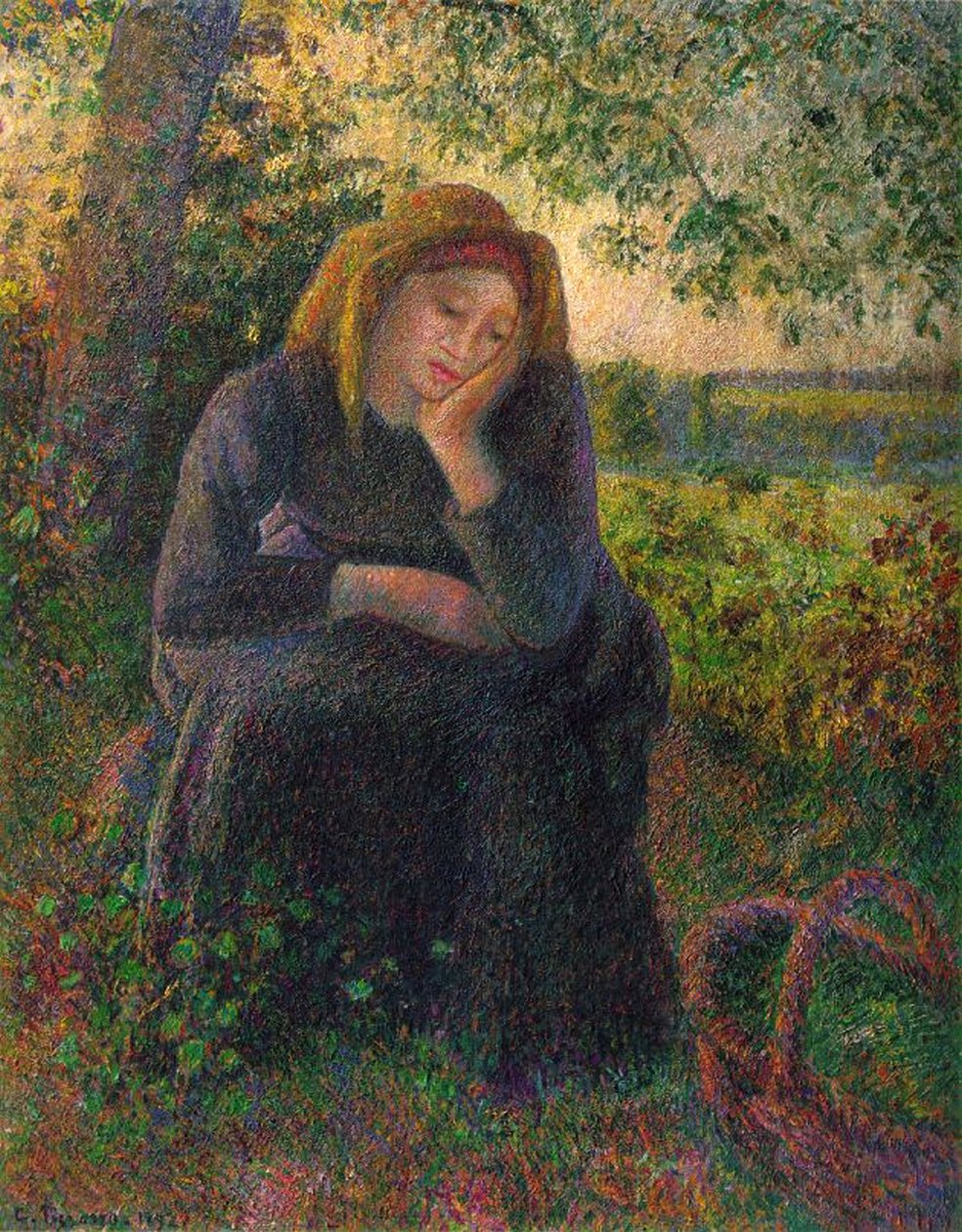 Una campesina pensativa, 1892 de Camille Jacob Pissarro