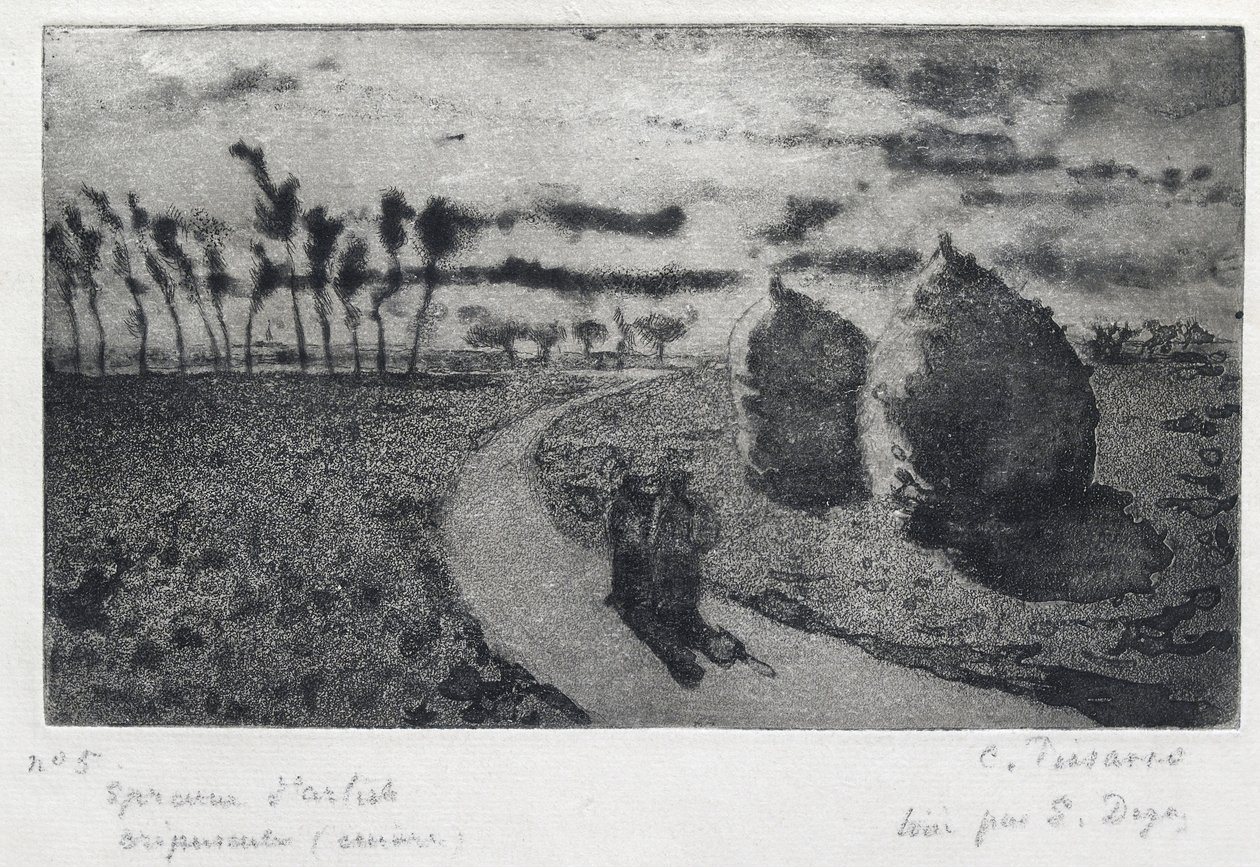 Crepúsculo (con Meules), 1879 de Camille Jacob Pissarro
