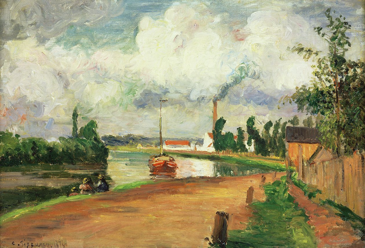 Pescadores en las orillas del Oise, 1876 de Camille Jacob Pissarro