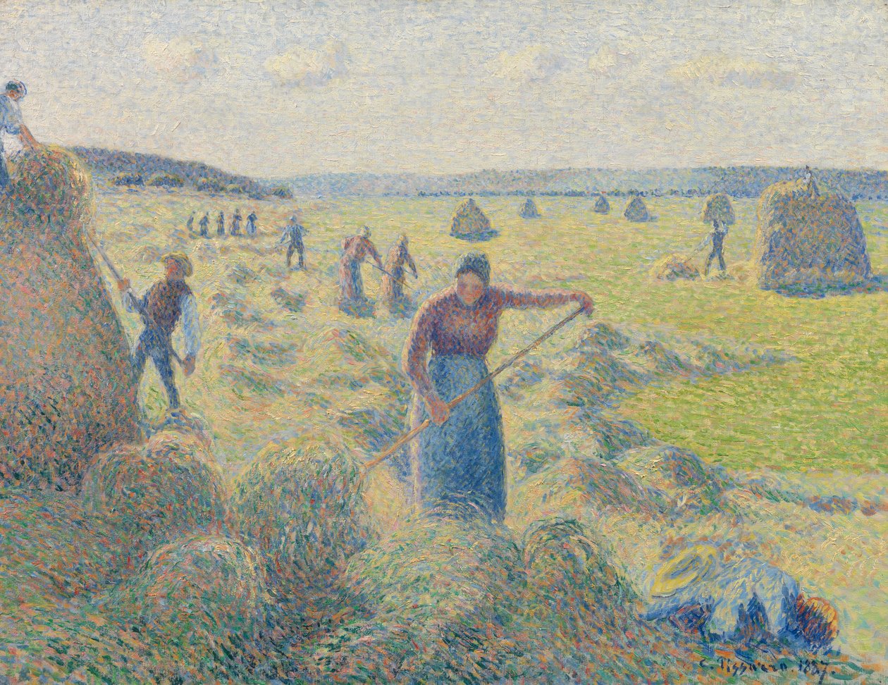 Haciendo heno, Éragny de Camille Jacob Pissarro