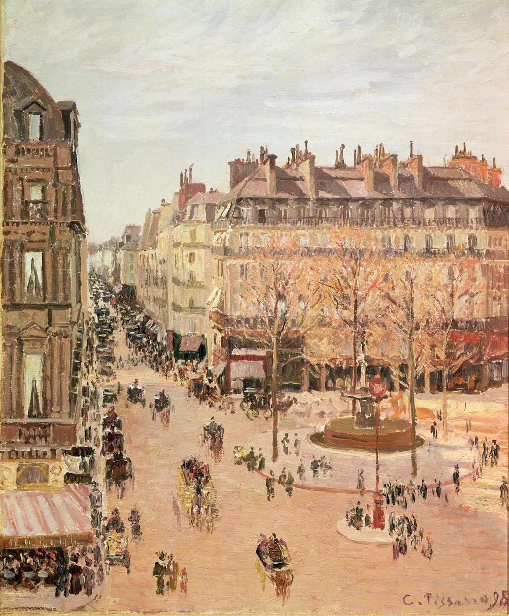 Rue Saint-Honoré, efecto del sol, tarde, 1898 de Camille Jacob Pissarro