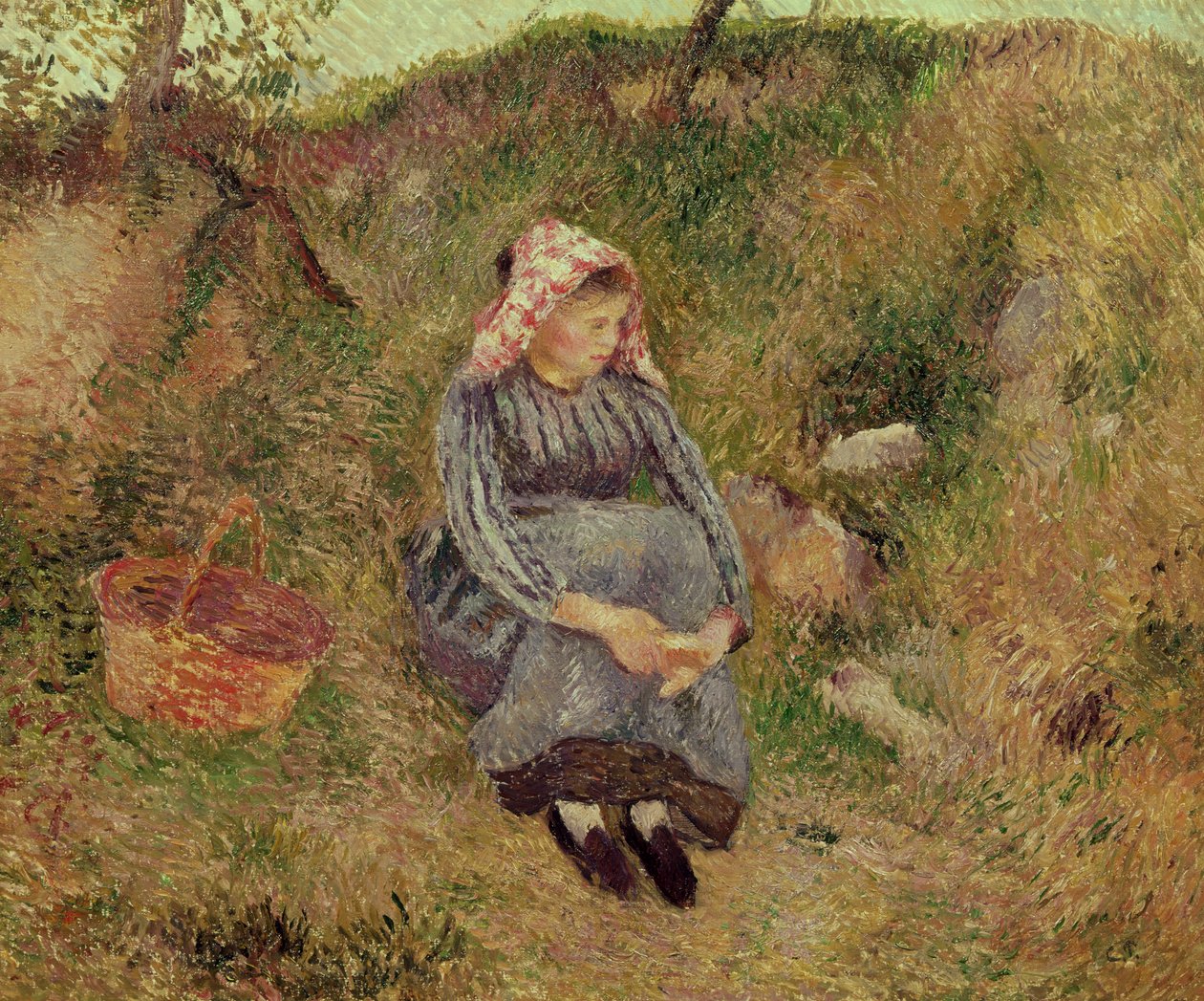 Niña campesina sentada, 1883 de Camille Jacob Pissarro