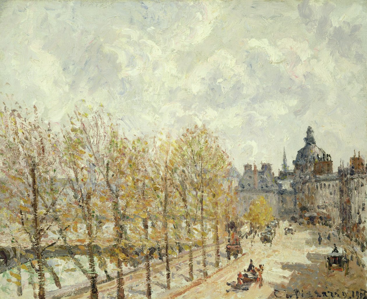 El muelle de Malaquais por la mañana, tiempo soleado de Camille Jacob Pissarro