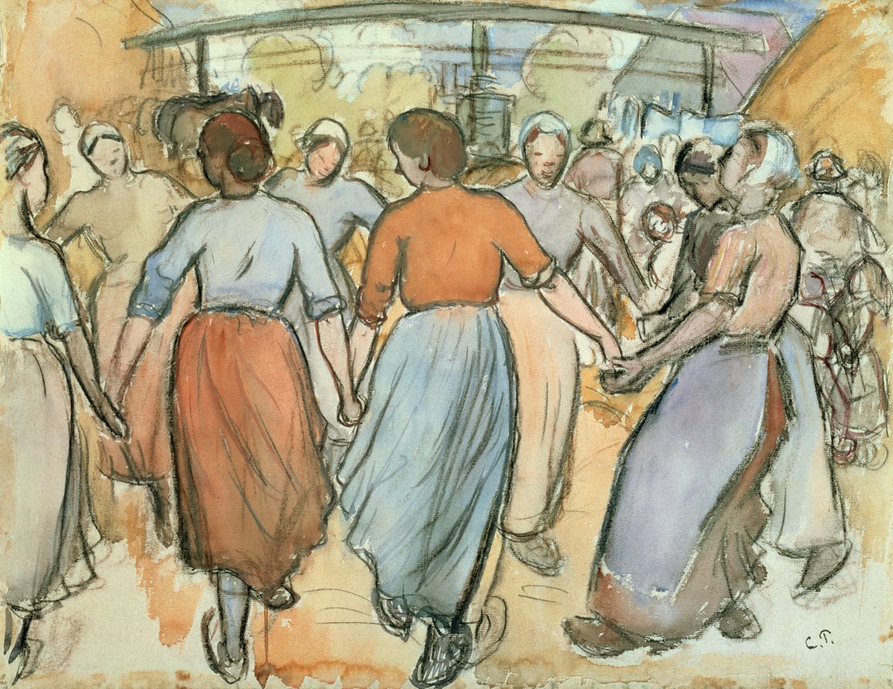 La Ronda, c.1884 de Camille Jacob Pissarro
