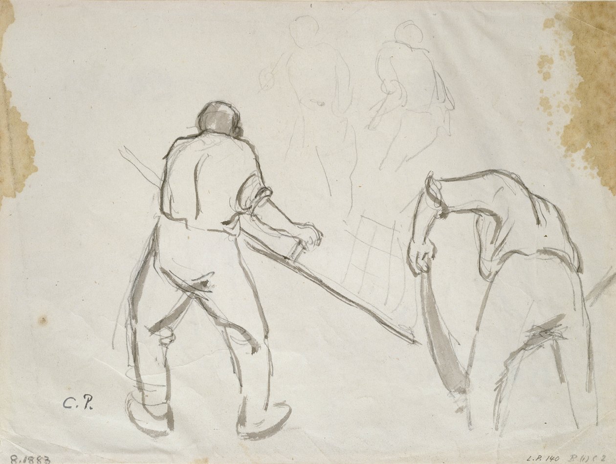 Tres estudios de un cosechador masculino de Camille Jacob Pissarro