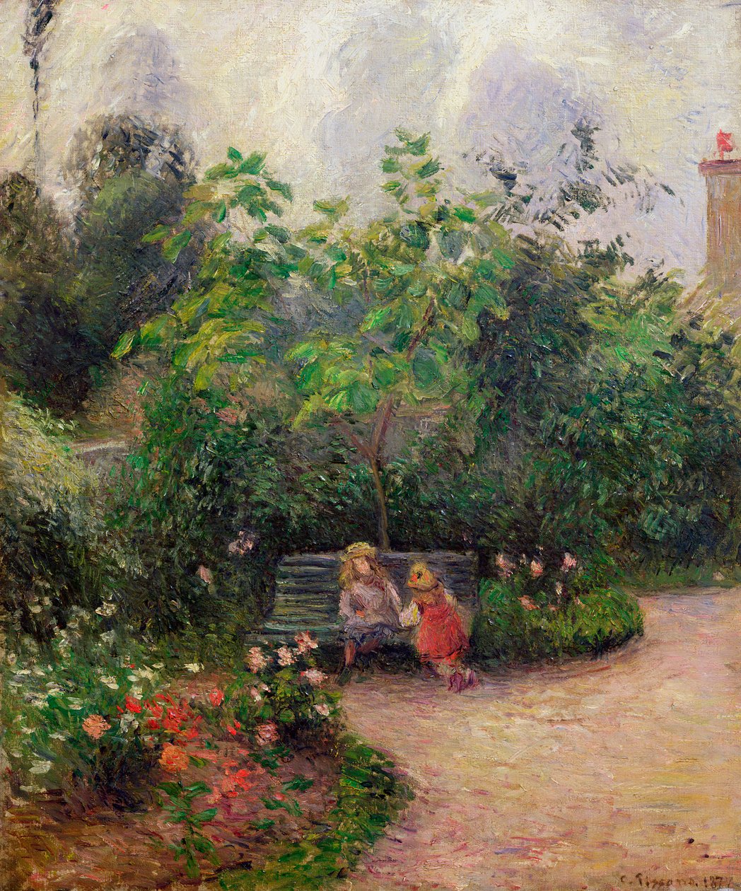 Un Rincón del Jardín en el Hermitage, Pontoise, 1877 de Camille Jacob Pissarro
