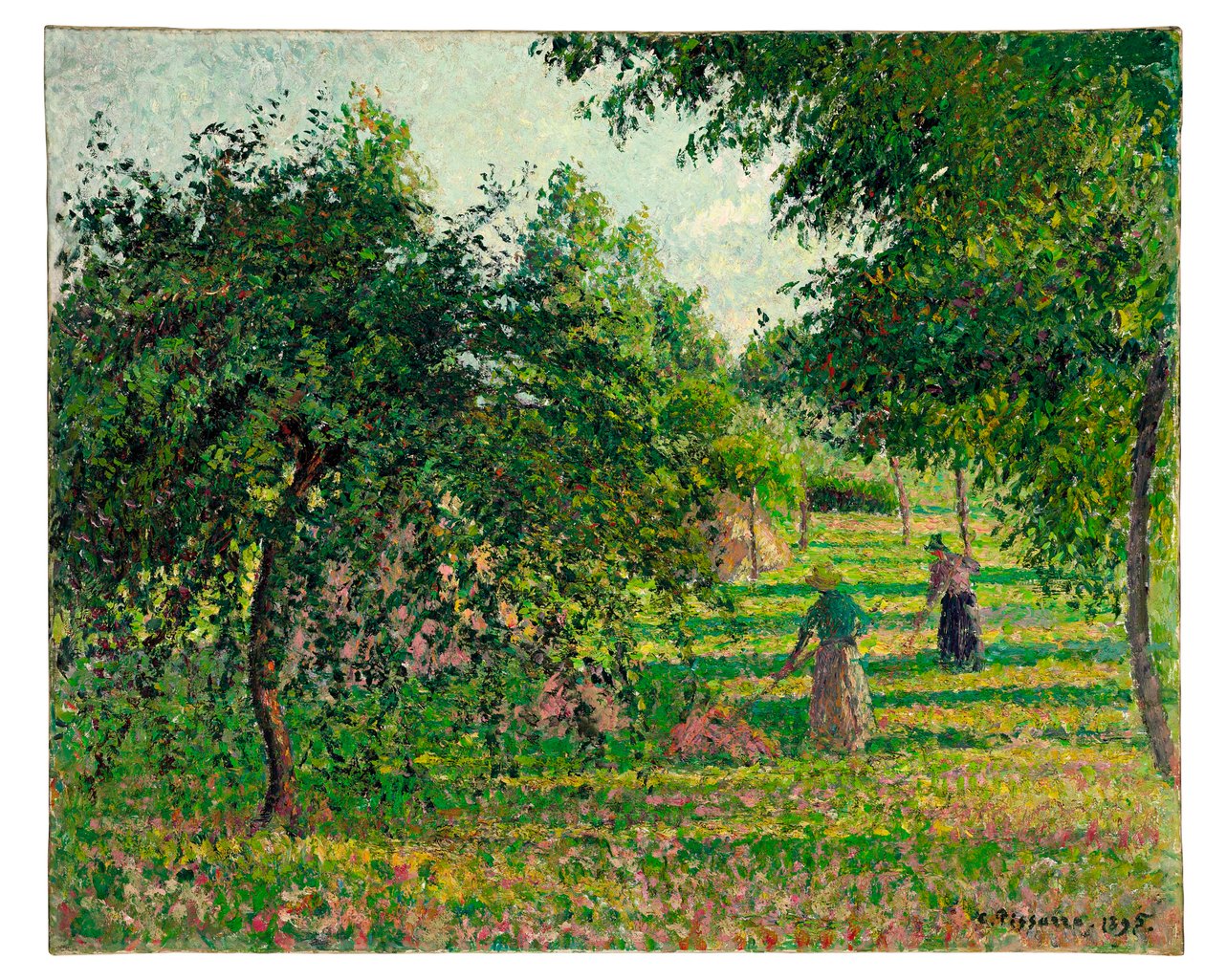Manzanos y Hacedores de Heno en Eragny, 1895 de Camille Jacob Pissarro