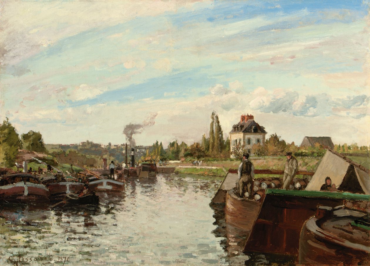 Barcaza en el Sena en Bougival, 1871 de Camille Jacob Pissarro