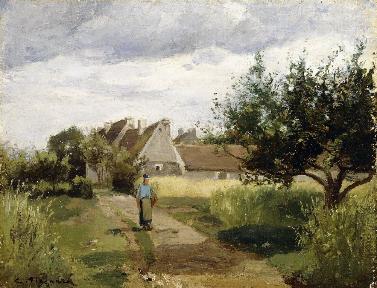 Entrada de un pueblo, c.1863 de Camille Jacob Pissarro