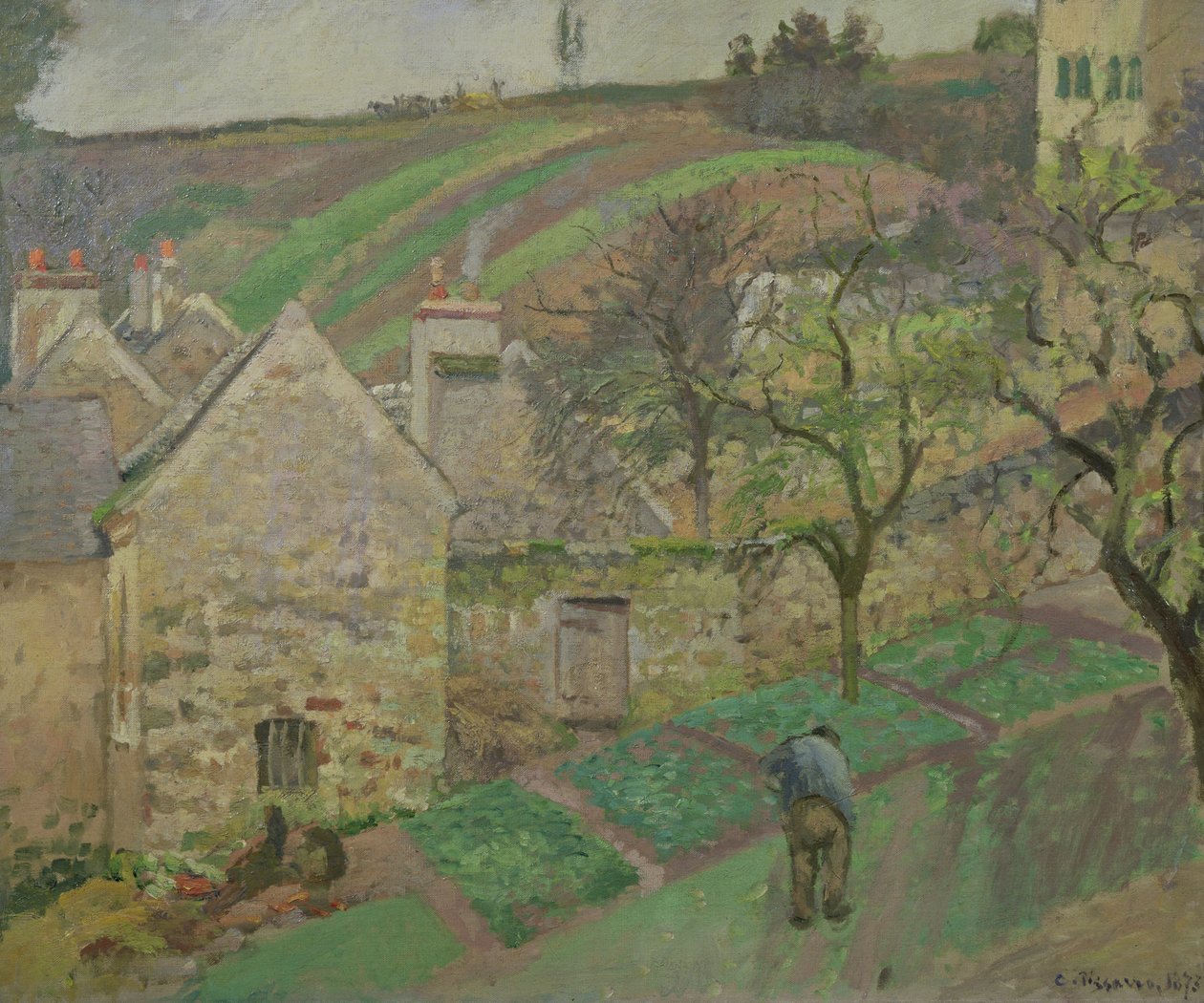 Ladera del Hermitage, Pontoise, 1873 de Camille Jacob Pissarro