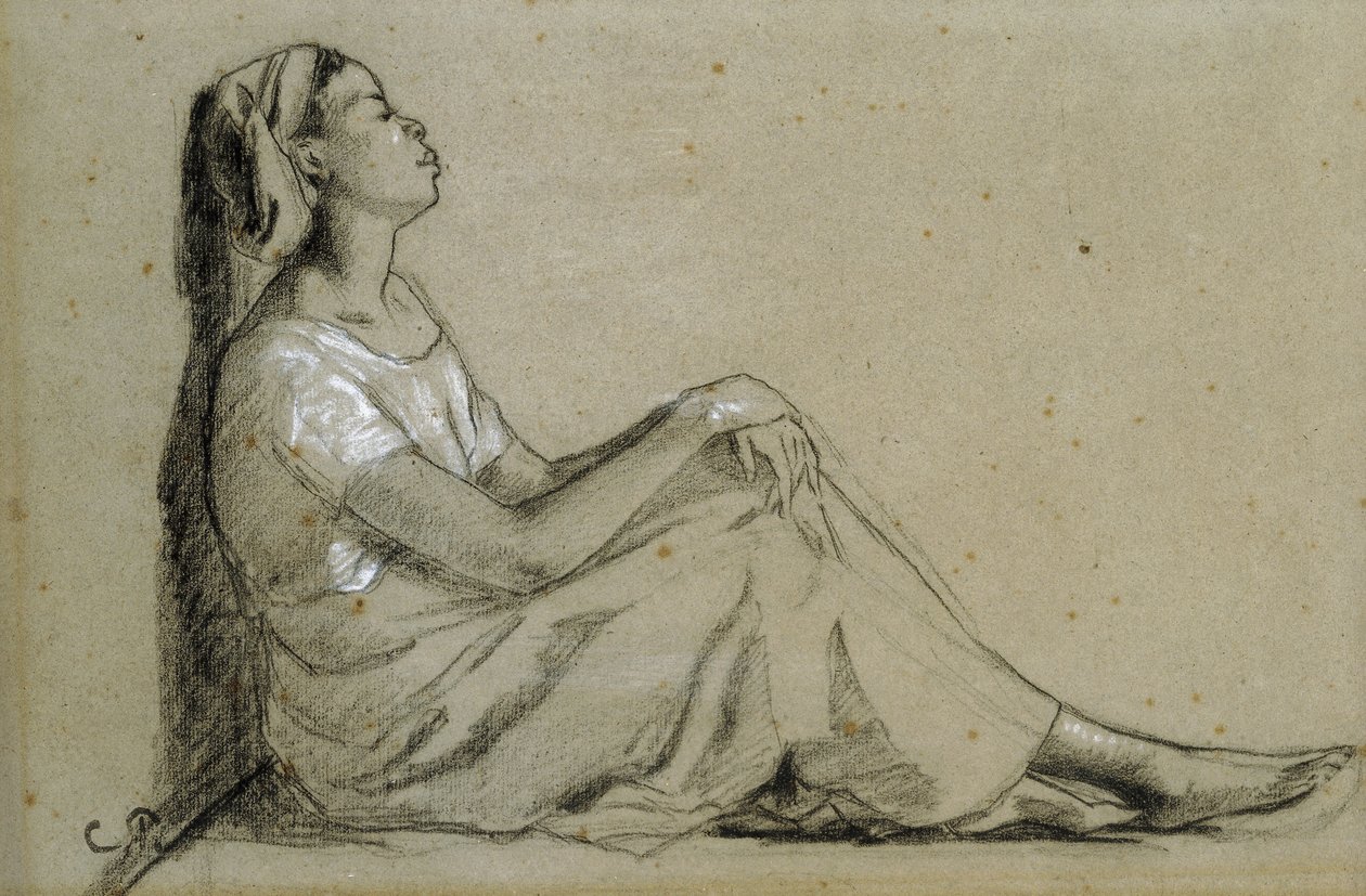 Joven mujer negra sentada, 1855-57 de Camille Jacob Pissarro