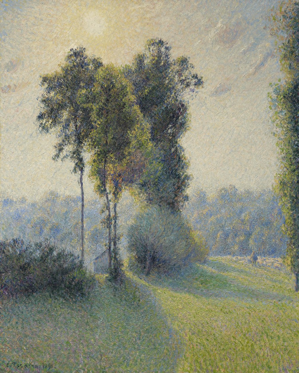 Paisaje en Saint-Charles, cerca de Gisors, atardecer, 1891 de Camille Jacob Pissarro