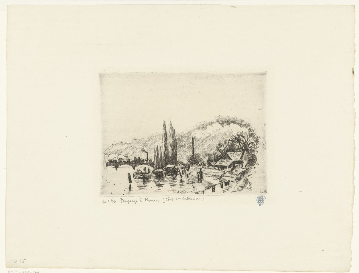 Paisaje cerca de Rouen Paysage à Rouen (Côte ste Catherine) (título sobre objeto) de Camille Jacob Pissarro