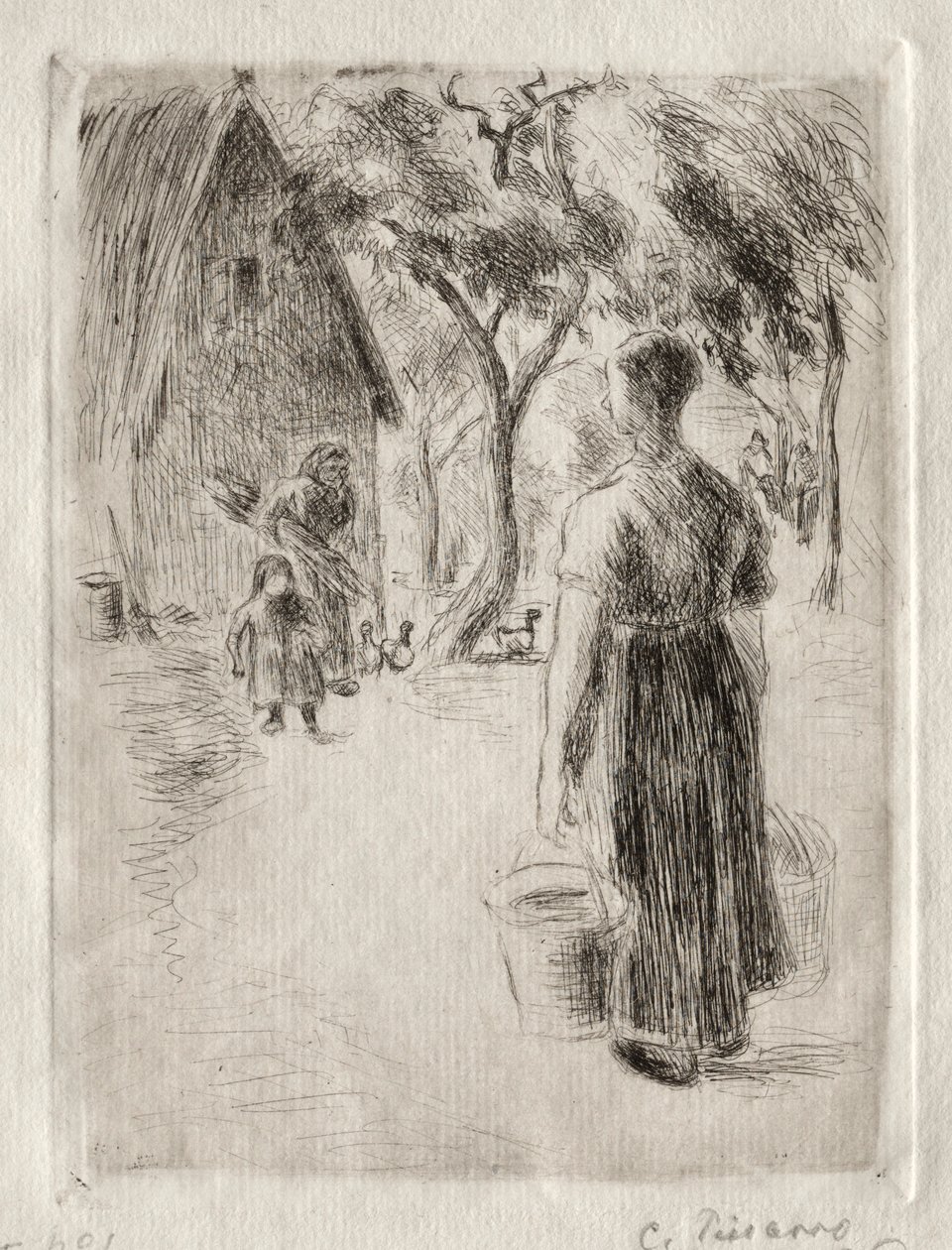 Paysanne portant des seaux, 1889 de Camille Jacob Pissarro