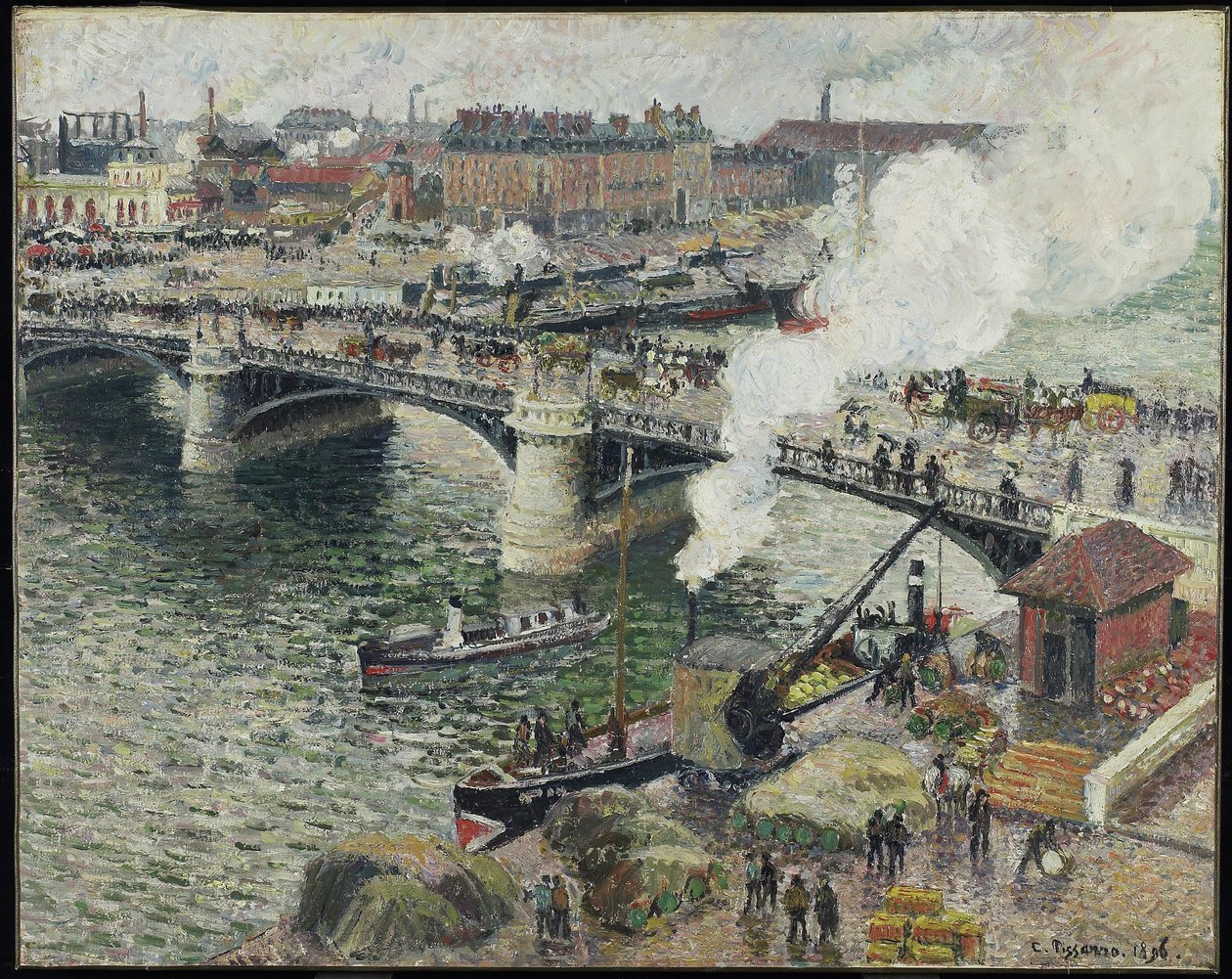 Puente Boieldieu en Rouen, Clima Húmedo de Camille Jacob Pissarro