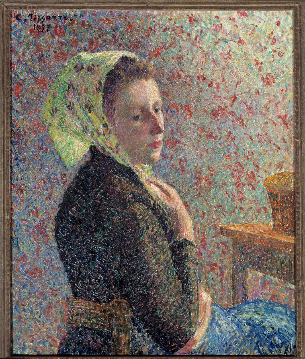 Retrato de una mujer con un velo verde en 1893. Pintura de Camille Pissarro (1830-1903). 1893. Dim. 0.65 x 0.54 m. París, Museo de Orsay de Camille Jacob Pissarro