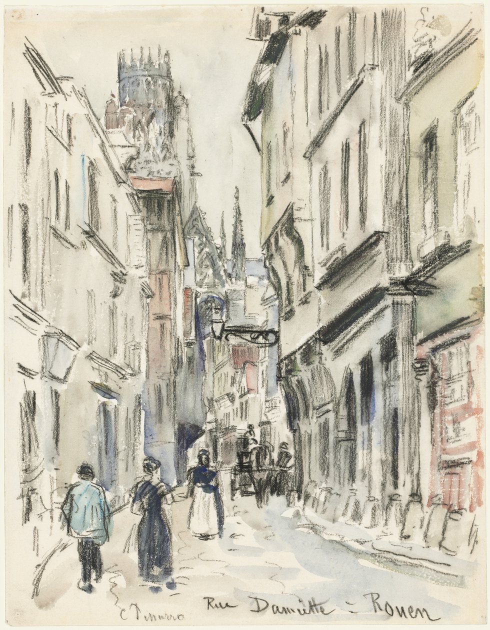 Rue Damiette, Ruan, c. 1884 de Camille Jacob Pissarro