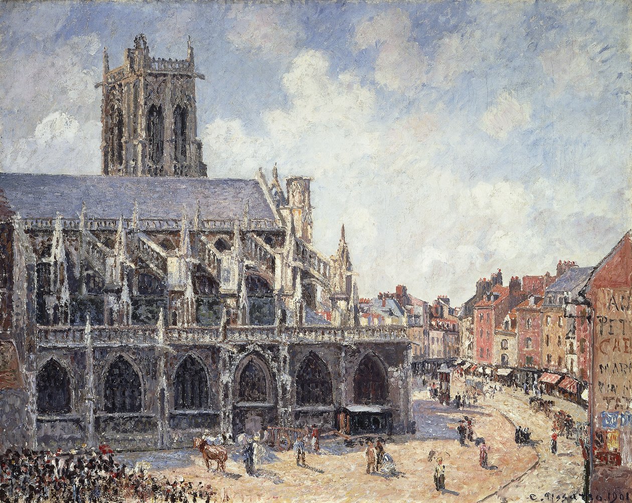 La iglesia de Saint Jacques en Dieppe al sol de la mañana, 1901 de Camille Jacob Pissarro